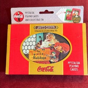 Coca-Cola Nostalgia Playing Cards in Red and Gold Tin